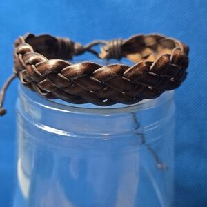 BROWN braided leather unisex bracelet TB58#5